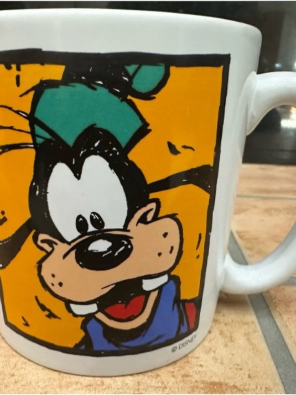 Disney Large Goofy Ceramic Mug with Yellow, Teal and Blue Artwork